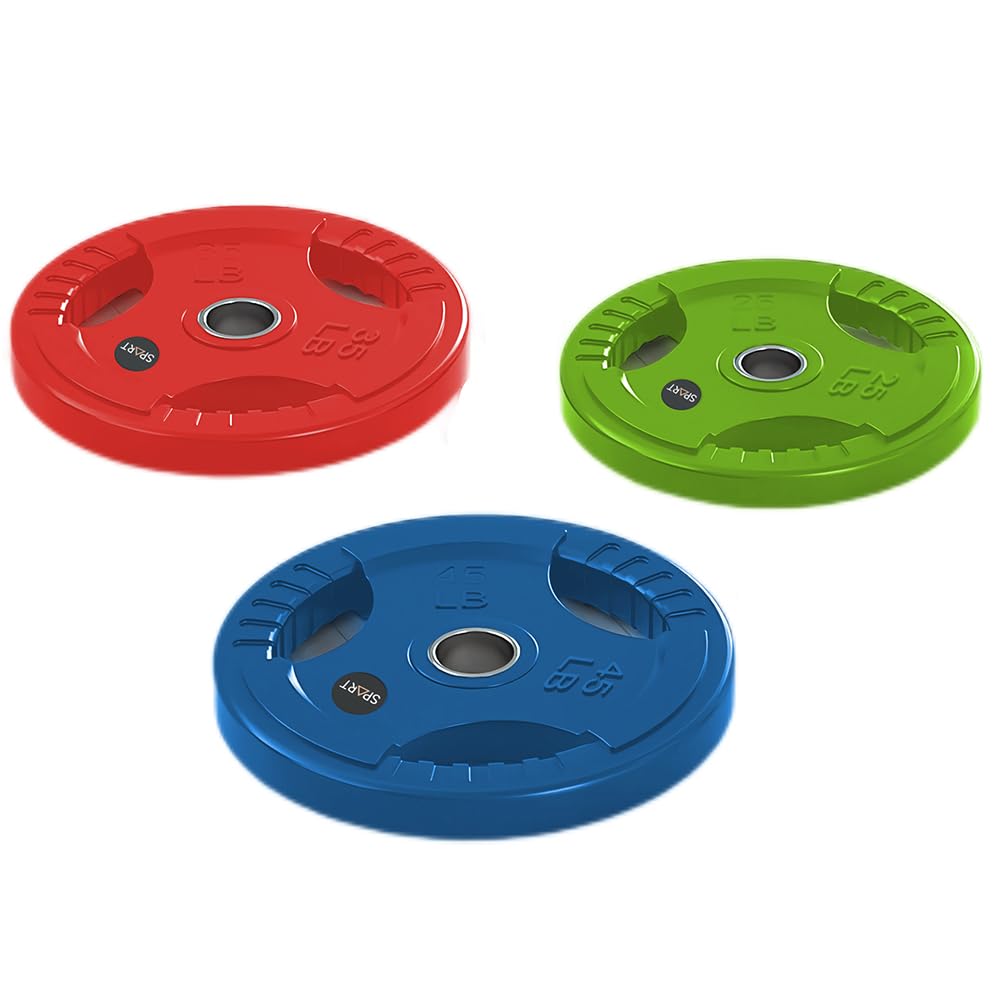 SPART Color Weight Plate 2-Inch Rubber Coated Olympic Grip Plate for Barbell,Solid Cast Iron Weight Plates in Pairs or Single for Strength Training,Weightlifting,Crossfit,Home Gym, 2.5LB, Pair