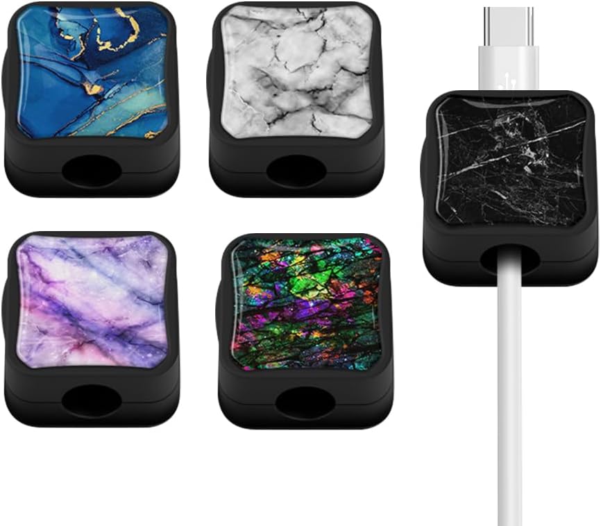 WIRESTER 5 Pack Magnetic Cable Clips, Under Desk Cable Management, Phone Cord Organizer for Nightstand, Adhesive Wire