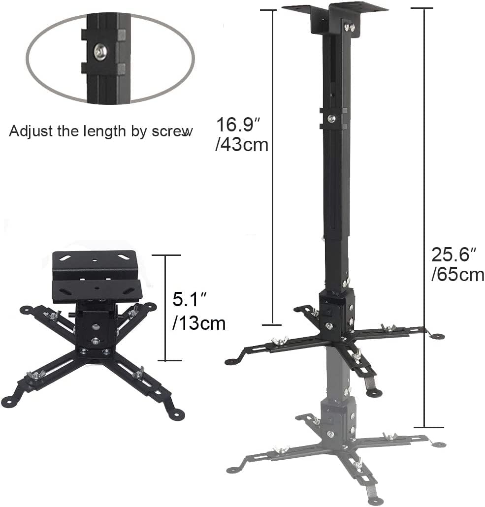 Coret 33 lbs Universal Projector Mount Adjustable Ceiling Wall Mount, Projector Extending Arms Mount for LCD/DLP Home