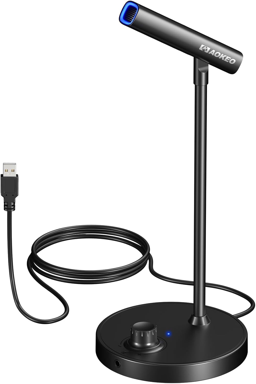 Aokeo USB Desktop Microphone, Computer Microphone for PC with Noise Cancellation & Click to Mute Function