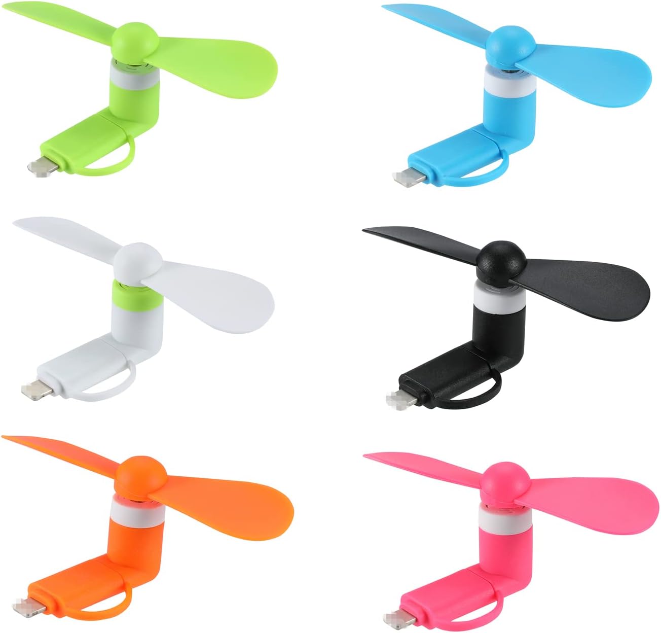DNTESR 2-in-1 Summer (6-Pack) Mini Cell Phone Fan Fan Compatible for iPhone, iPad, Android Smartphone,Tablet - Colorful