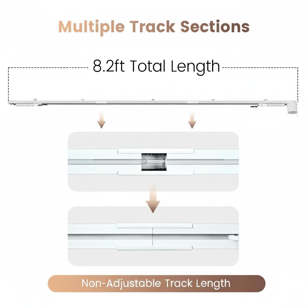 Smart Electric Curtain Track, 98.4" Motorized Curtain Rail with APP & Remote Control, Ultra Quiet Automatic Smart Home Curtain System for Living Room Bedroom, Fixed-Length Design