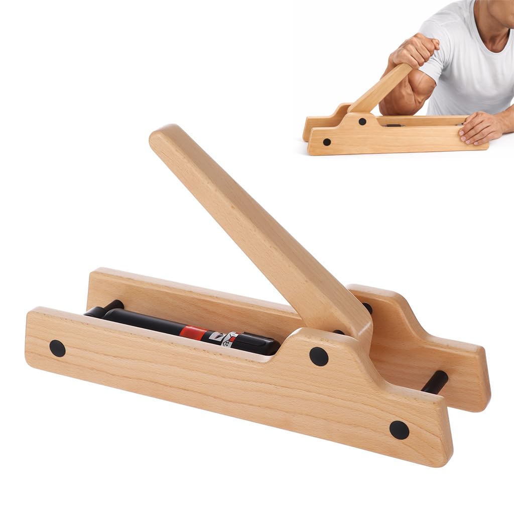 Arm Wrestling Training Equipment, Wooden 12-Level Adjustable Resistance Hydraulic Simulation, Forearm Strengthener, Grip Strength Trainer for Home Gym, Office