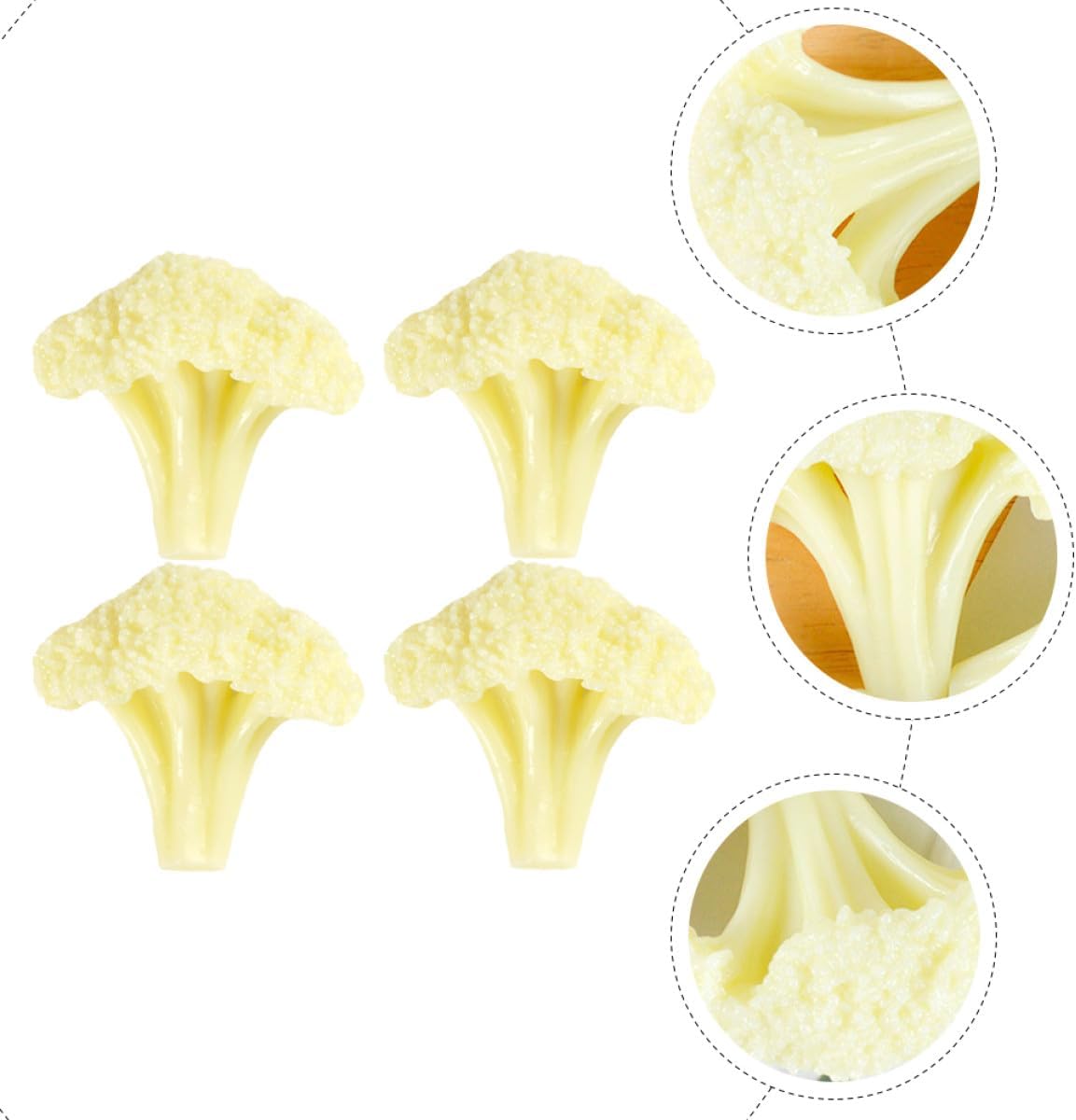 4Pcs DECHOUS Artificial Cauliflower Vegetable Models Lifelike Simulation Faux Vegetables Decoration Teaching Tools
