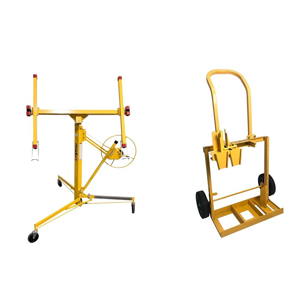 PANELLIFT Drywall Lift Model 125, Yellow & 117 Drywall Lift Storage Dolly, Yellow