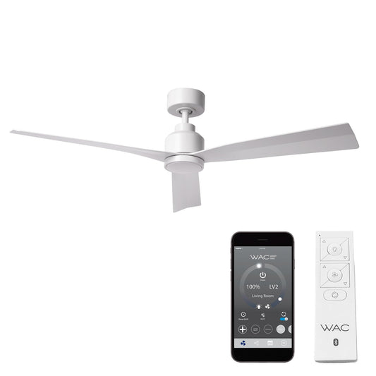 Clean Indoor/Outdoor 3-Blade Smart Compatible Ceiling Fan 52in Matte White with Remote Control and Wall Cradle. Works with iOS/Android, Alexa, Google Assistant, Samsung SmartThings, and Ecobee.