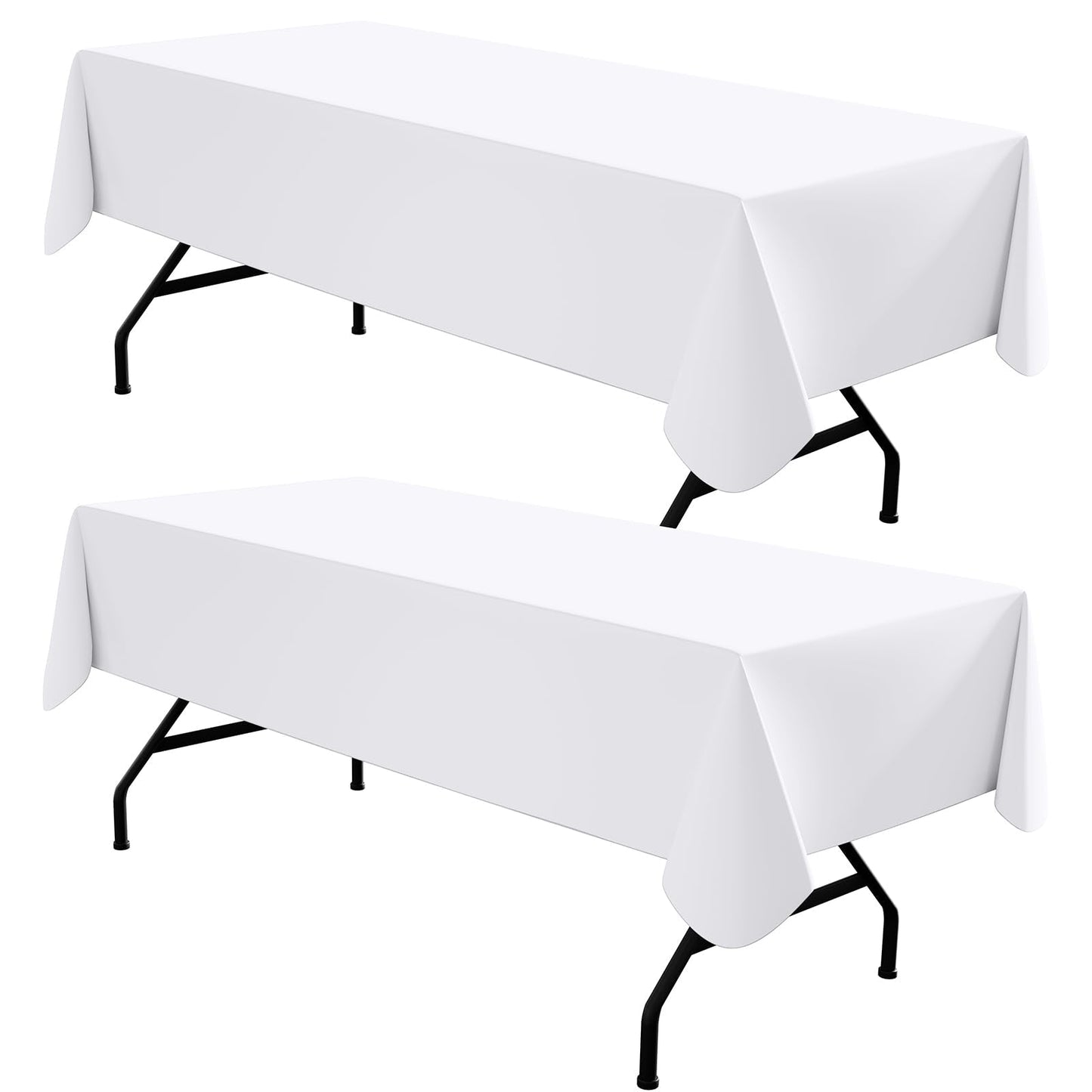 homing 2 Pack Rectangle Vinyl Tablecloth, Waterproof Spillproof Plastic Flannel Backed Table Cloth, Wipe Clean Table Cover for Dining, Buffet Parties and Camping (White, 60" x 84")