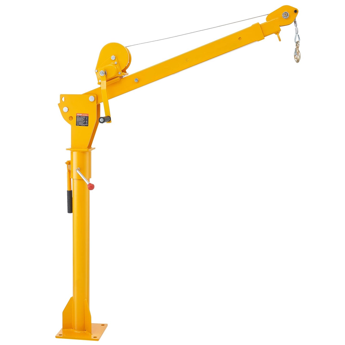 VEVOR Pickup Truck Crane with 1100 lbs Manual Winch, Folding Truck-Mounted Bed Crane, Steel Pickup Truck Jib Crane Hoist 360° Swivel for Lifting Goods in Construction, Factory