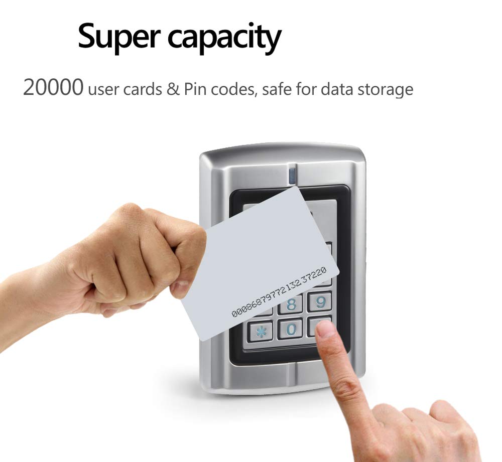MENGQI-CONTROL Metal Weatherproof Access Control System 600LBS Force Electric Magnetic Lock +110VPower Supply+Exit Button+Cards+Key Fobs