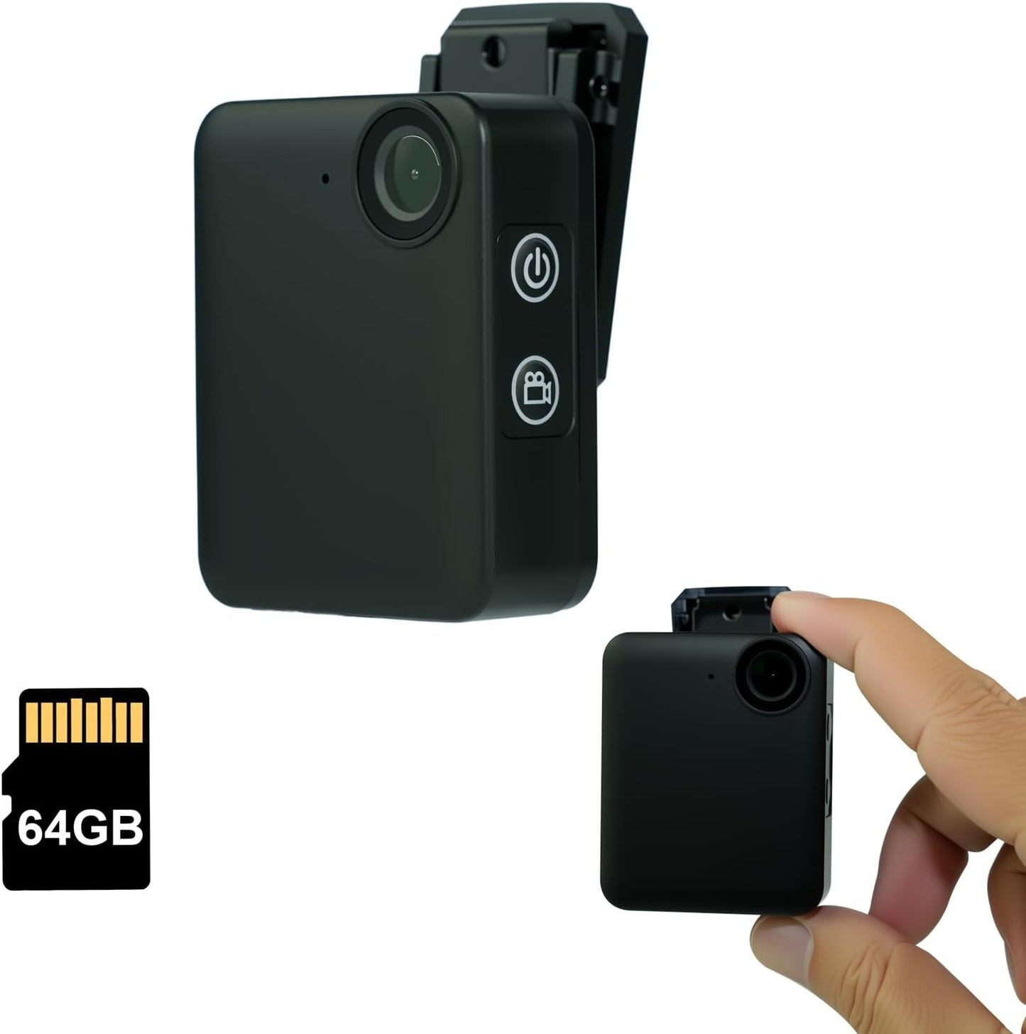 Lenofocus 1080P 64GB Body Camera Mini Wearable Body Cam, Small Size Clip on Pocket POV Camera, Portable Sports Video