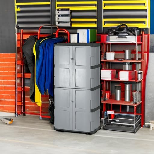 Rubbermaid Freestanding Storage Cabinet - Lockable Five Shelf Design | 690-Pound Capacity in Gray for Garage & Outdoor Use