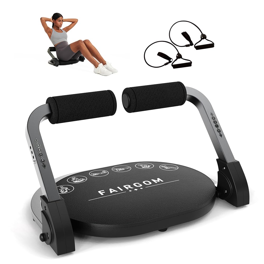 Fairgom Ab Machine for Home Gym, Abs Workout Equipment for Sit Up Exercise, Ab Trainer Machine with Resistance Bands, Abdominal Exercise Equipment for All Ages