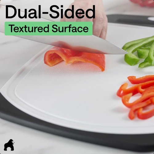 GORILLA GRIP Reversible Kitchen Cutting Board Set - BPA-Free, Nonporous, Slip Resistant | 3 Durable Boards in Black