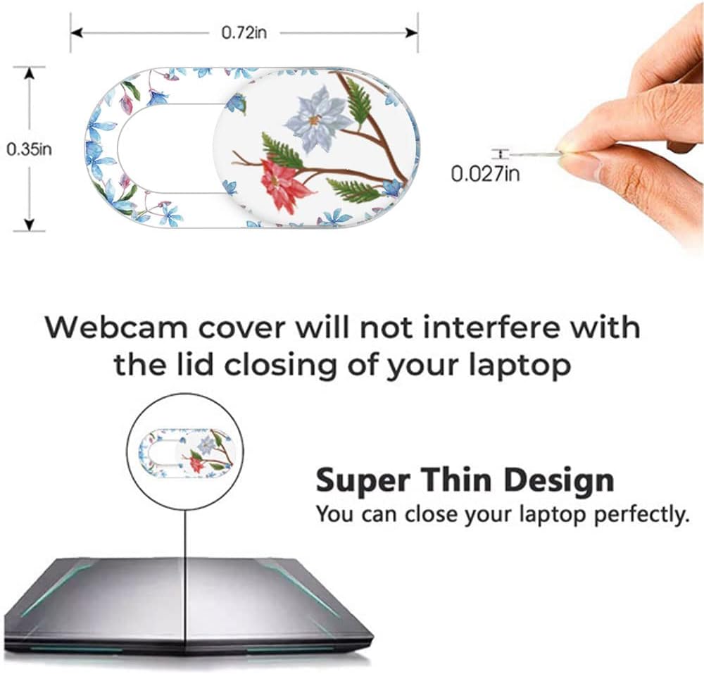 FadyRaye 8 Pack, Laptop Camera Cover Slide Cute Flower Webcam Cover Slide Phone Camera Cover, Ultra-Thin Computer