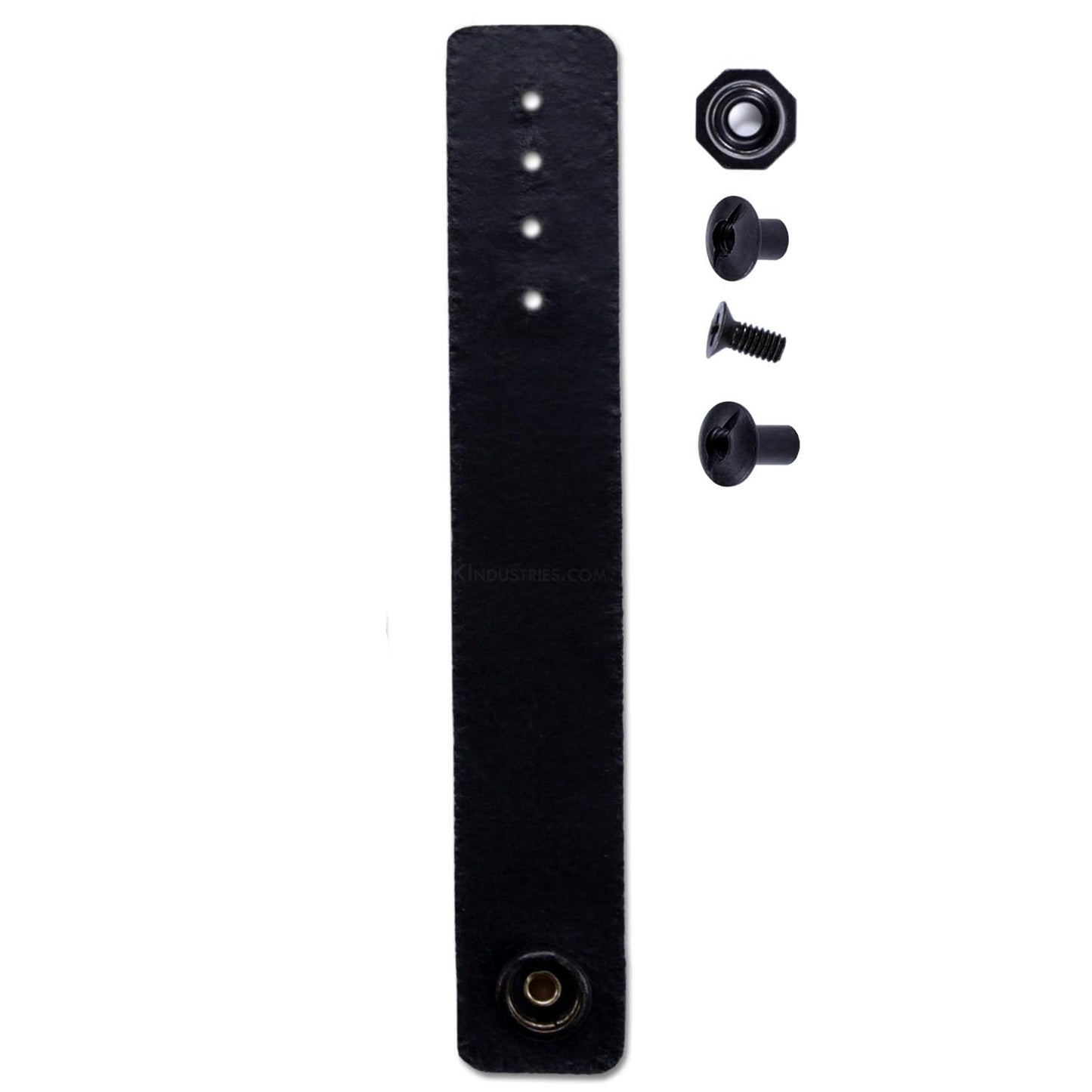 IWB Belt Loop - (8-9oz Leather) - Black w/Black Pull-The-Dot Snap & Mounting Hardware - 6.0 x 0.875 Inches - for IWB Holster Carry - (Fit 1.25-2.00 Inch Belts (Adjustable)