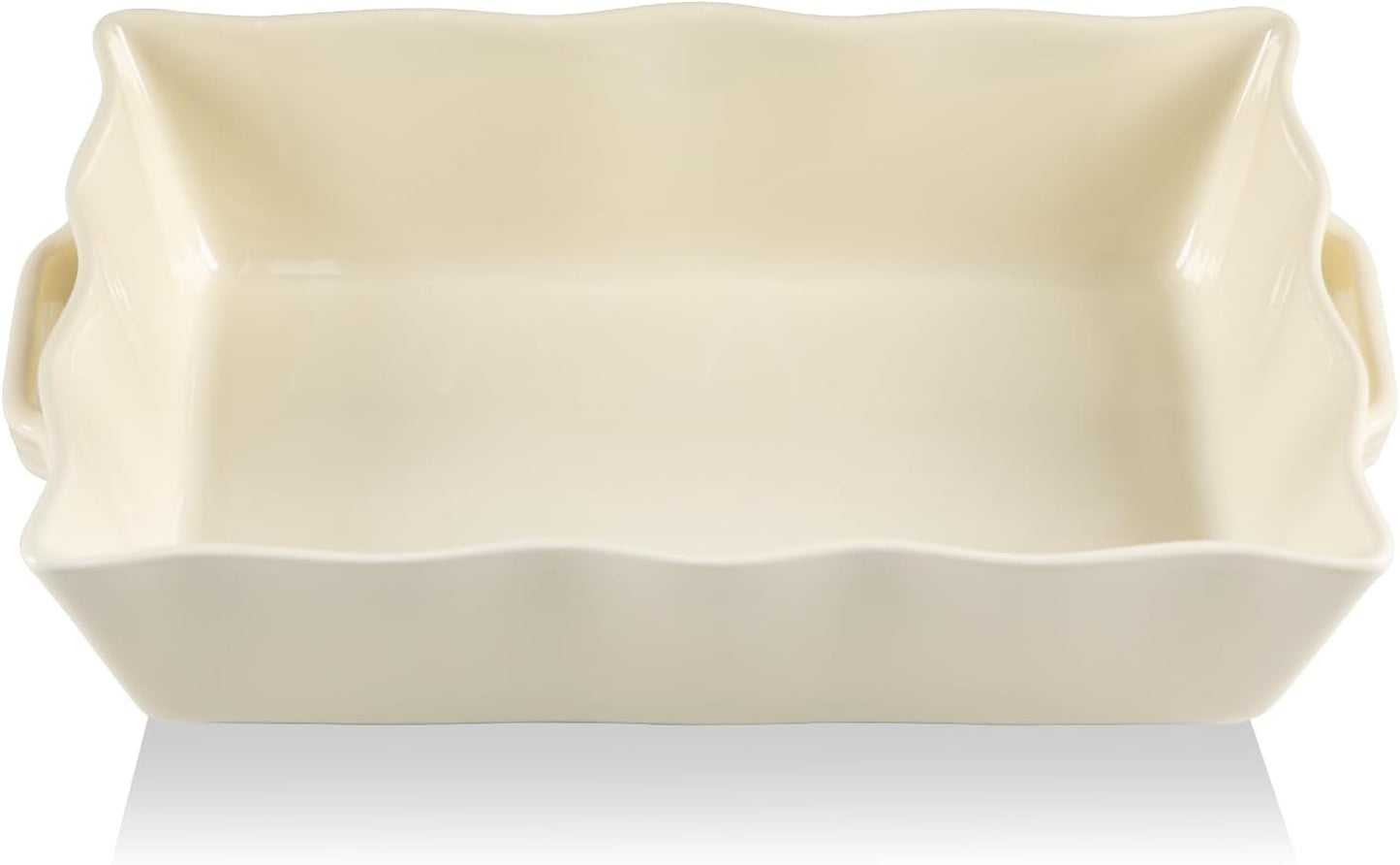 Sweejar Casserole Dishes - Ceramic 9x13 Baking Dish with Handles | Large Rectangular Lasagna Pan (Beige)
