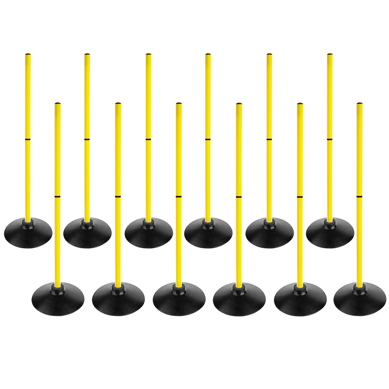 ASENVER Soccer Agility Poles Set Detachable Sports Trainning Speed Pole Slalom Poles with Rubber Base Sport Traning Equipment (3.3 FT, Pack of 12)