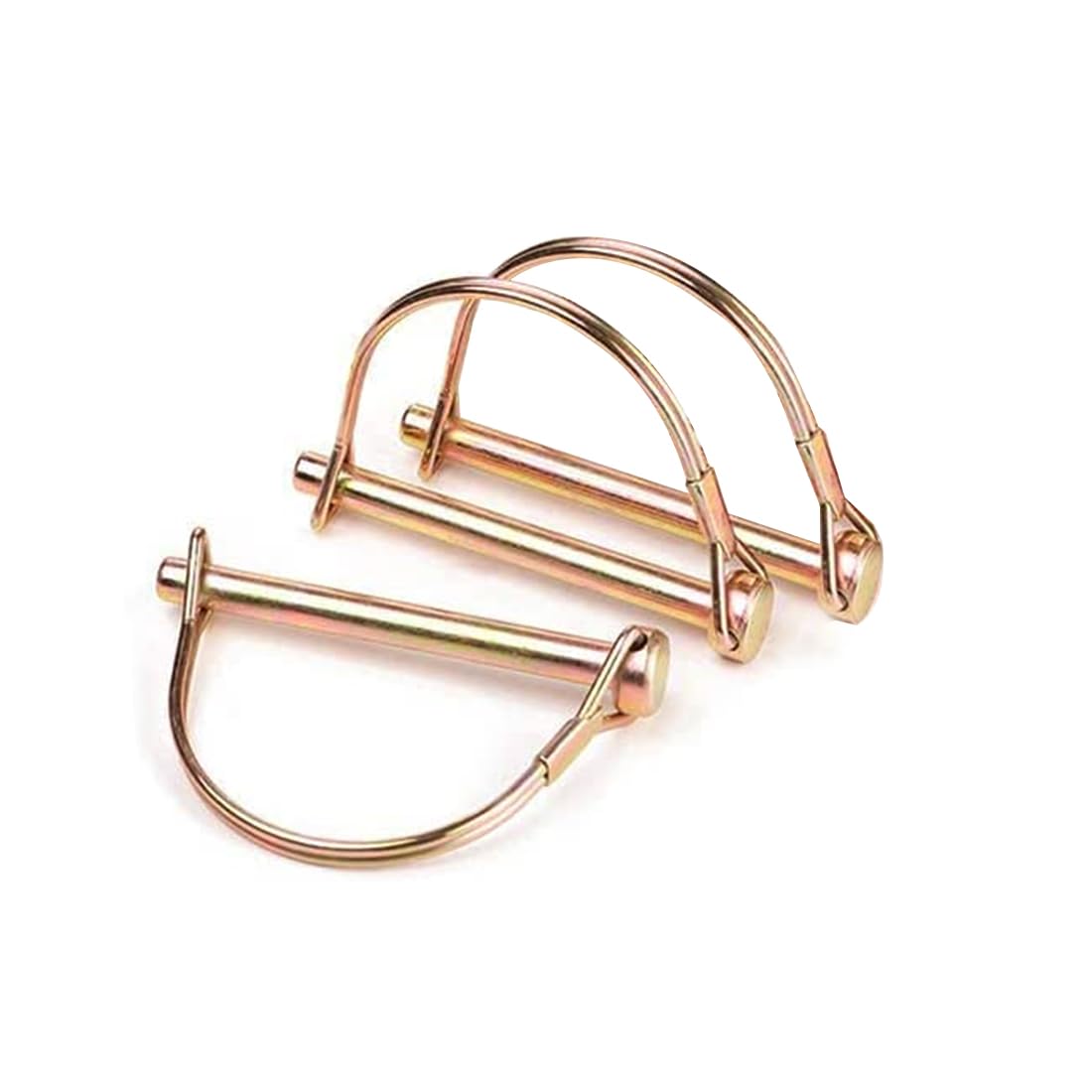 Truleego 10 Pack 1/4x4 Inch Trailer Coupler Pin Set, Heavy Duty Locking Pin Secure Towing Pin Coupler Safety Pin Hitch Pin Wire Lock Pin for Trailers Lawn & Garden Equipment Farm Wagons (Gold)