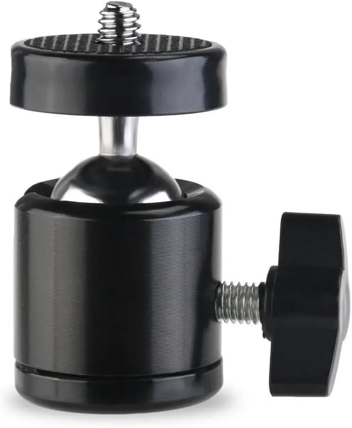 Reflex Camera 360 1/4''-20 Swivel Mini Tripod Ball Head with Screw for GoPro, DSLR, Camcorder, LED Light Adjustable