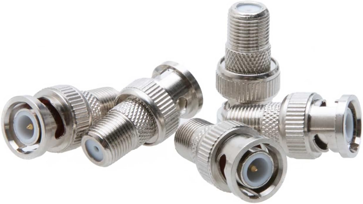 SATMAXIMUM Cctv4Less 50 Pack BNC Male Plug to F Female Jack Coax Adapter Connector for CCTV, DVR, and TV Applications