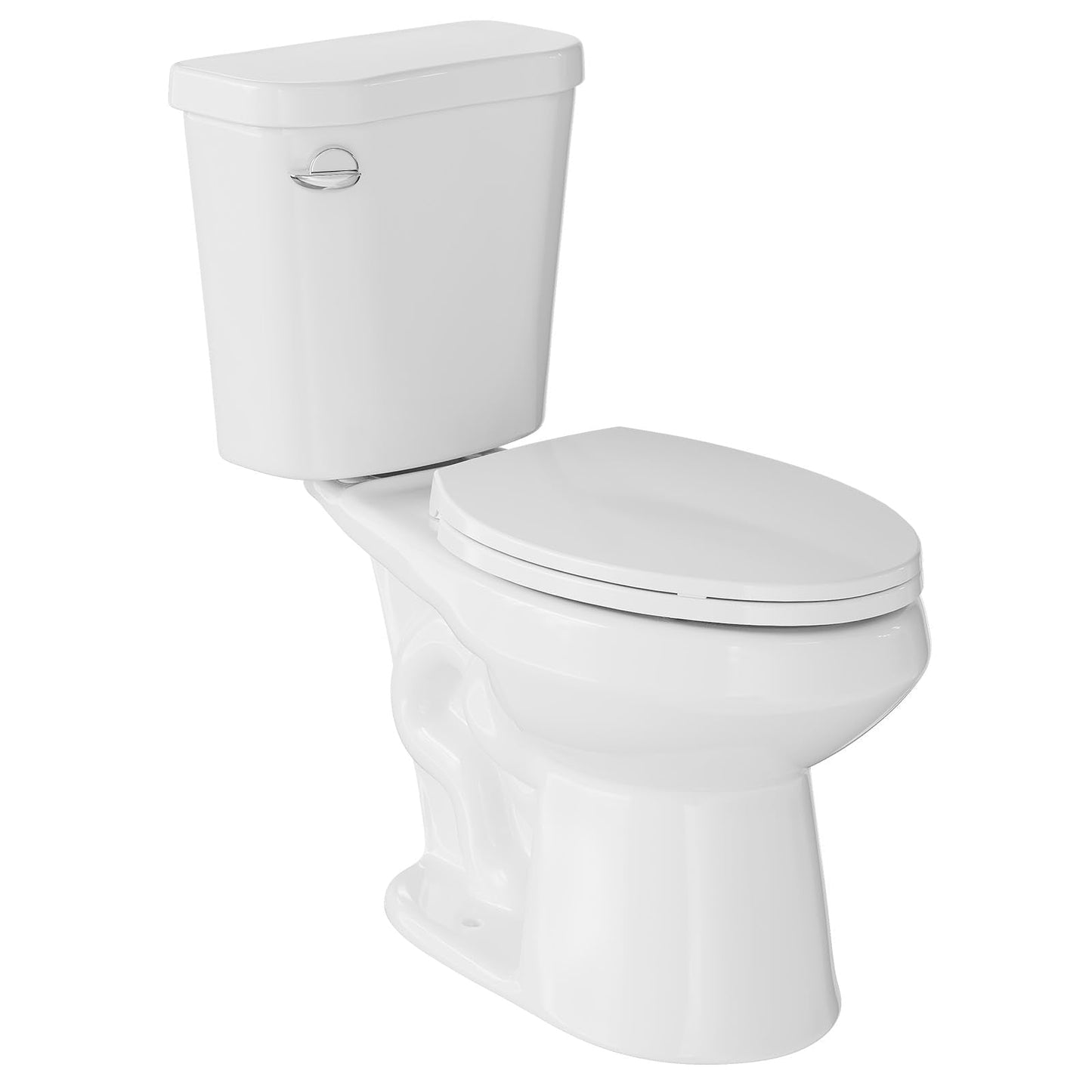Two Piece Toilet with 17" ADA Height, Elongated Ceramic Bowl and Locking PP Lid - Side Push Handle, CUPC Certified, Water Efficient 1.28 GPF