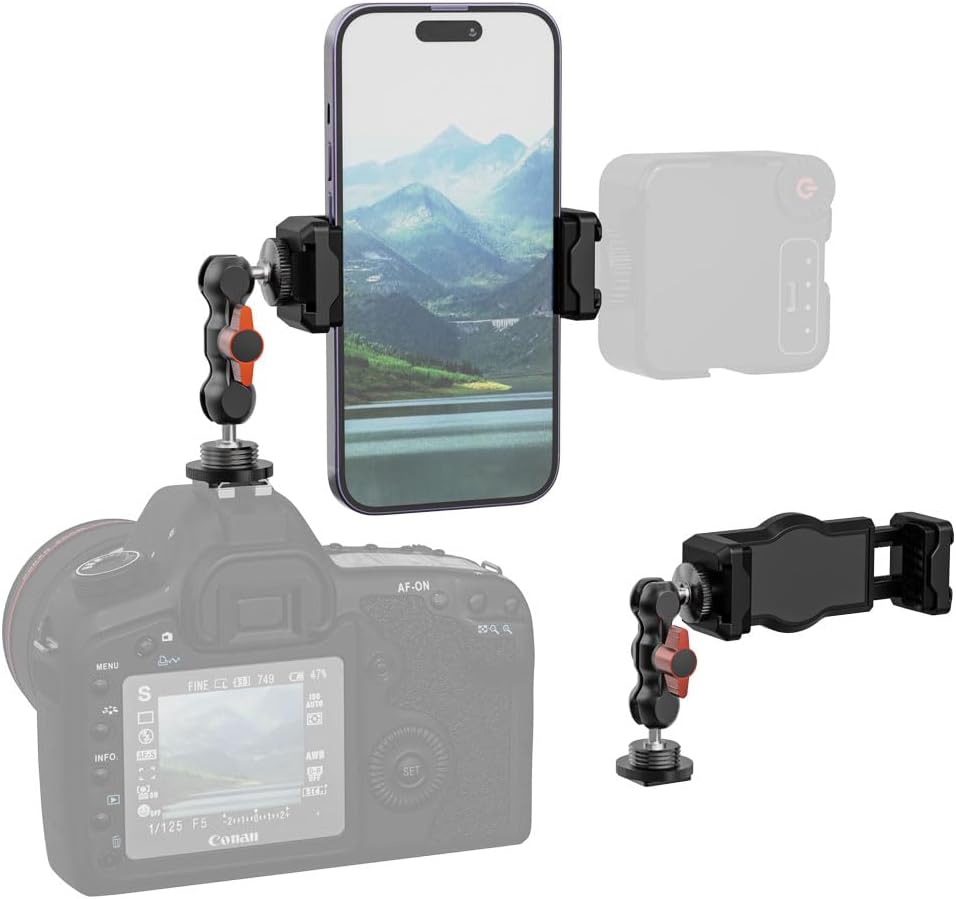 SOH Mingying 2 17/16/15, SOH Hot/Cold Shoe Phone Mount Holder, Universal Ball Head Smartphone Mount Adapter, Cold Shoe
