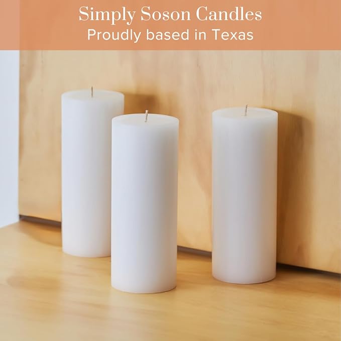 Simply Soson 2x4 inch White Pillar Candles Set of 10, Smooth Texture, Unscented White Candles, Dripless Candles, 2 inch Pillar Candles Ideal as Wedding, Parties, Spas, Dinner, Home Decoration
