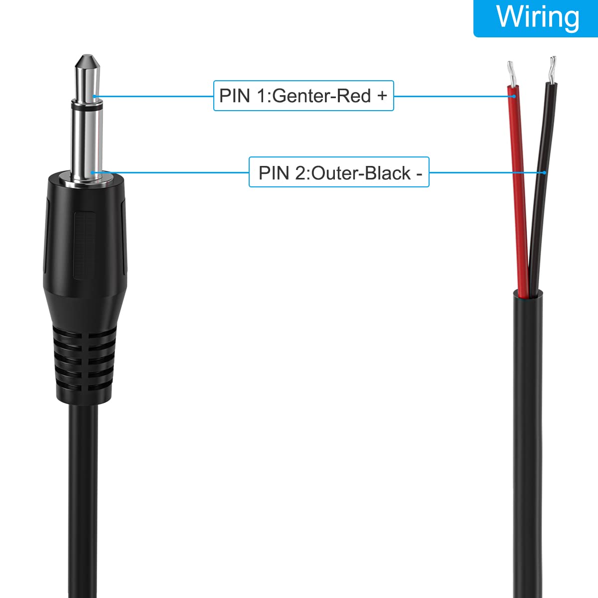 SIOCEN 2-Pack 6FT 3.5mm 2 1/8" 3.5mm Replacement Male Jack to Bare Wire Open End TS Pole Mono Jack Plug Connector AUX
