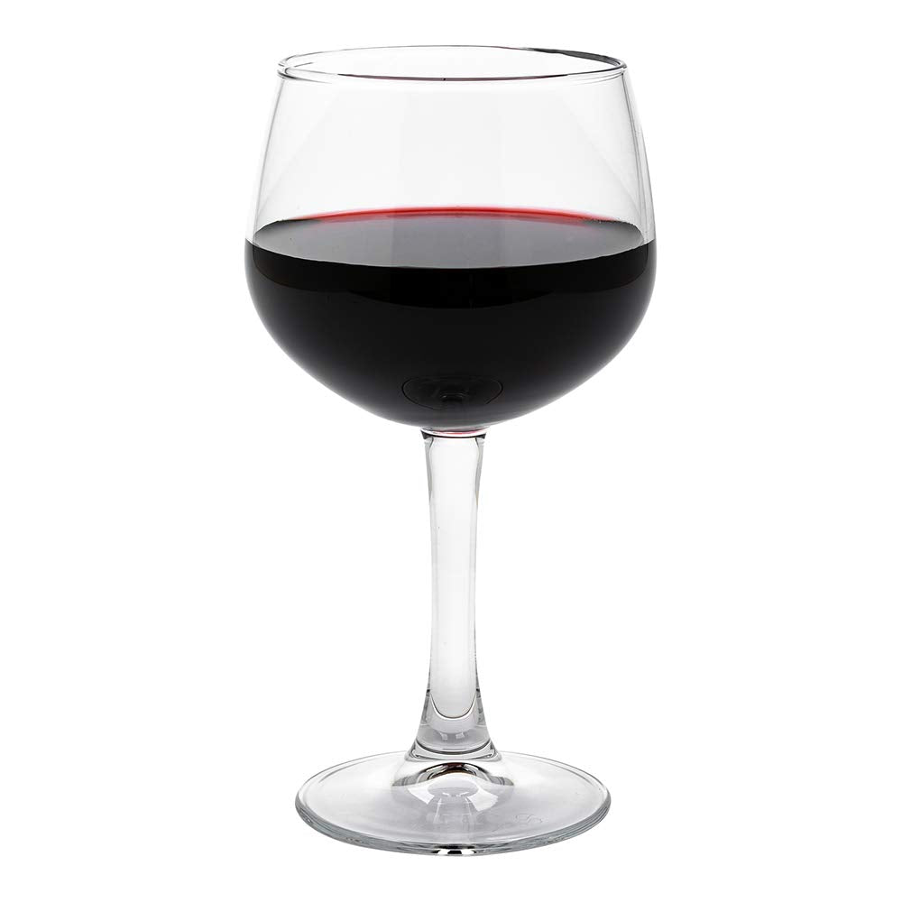 Restaurantware Cascata 13 Ounce Balloon Red Wine Glasses Set Of 6 Tempered Red Wine Glasses - Chip-Resistant Fine-Blown Glass Wine Balloon Glasses Dishwasher-Safe Stemware For Red or White Wines