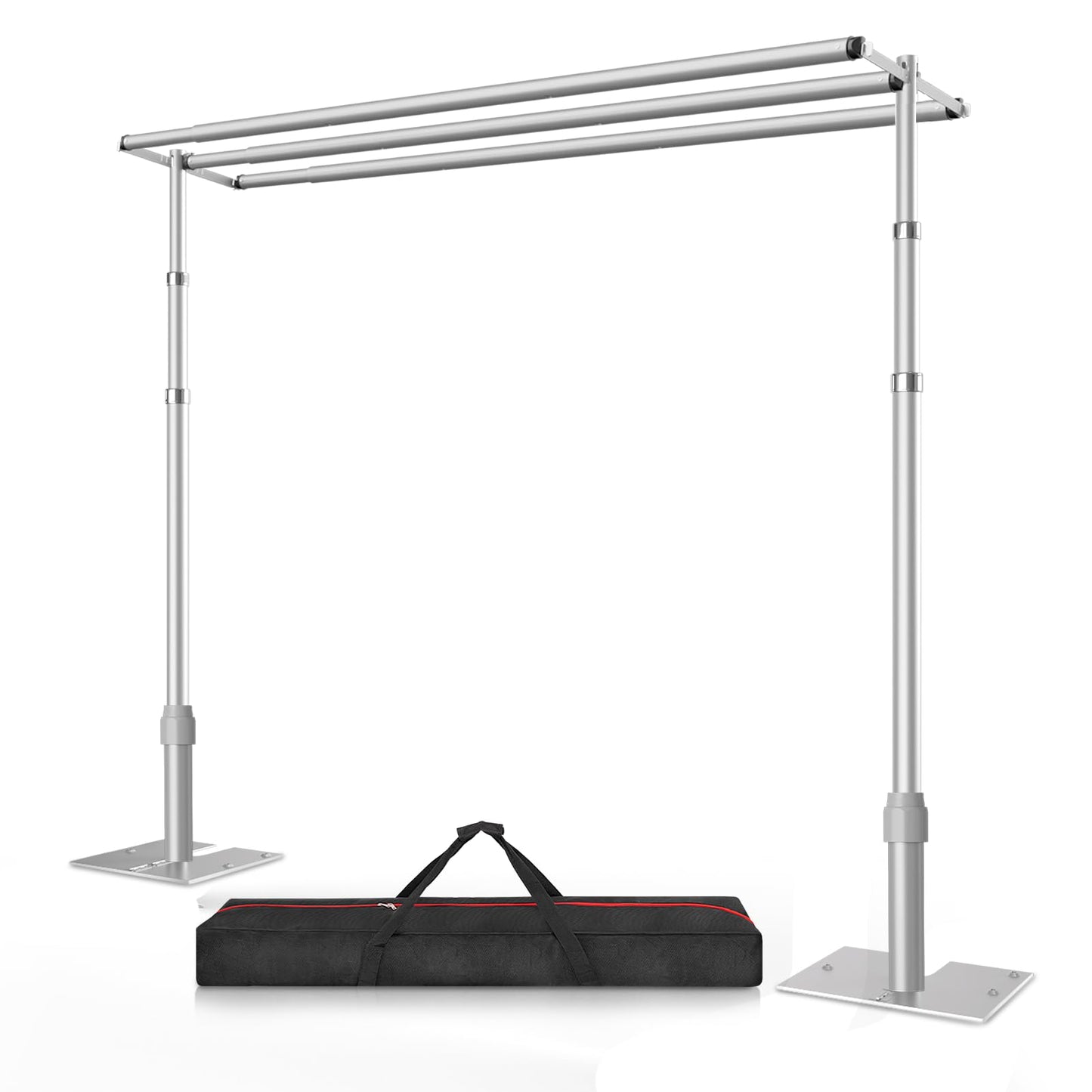 10x10 Triple Crossbar Pipe and Drape Stand Kit, Heavy Duty Backdrop Stand Adjustable, Sturdy Metal Back Drop Decoration Frame with Flat Base for Parties, Flower Wall, Wedding,Trade Shows, Photo Shoot