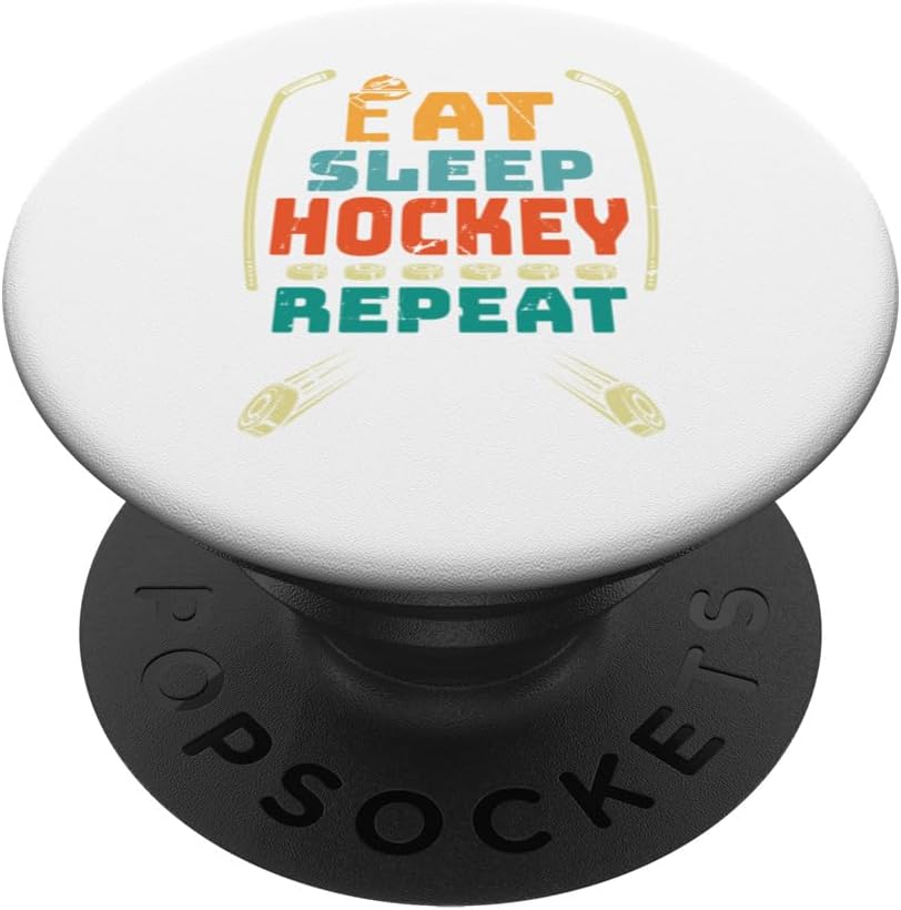 Couscous Eat Sleep Hockey Repeat funny retro vintage PopSockets Standard PopGrip