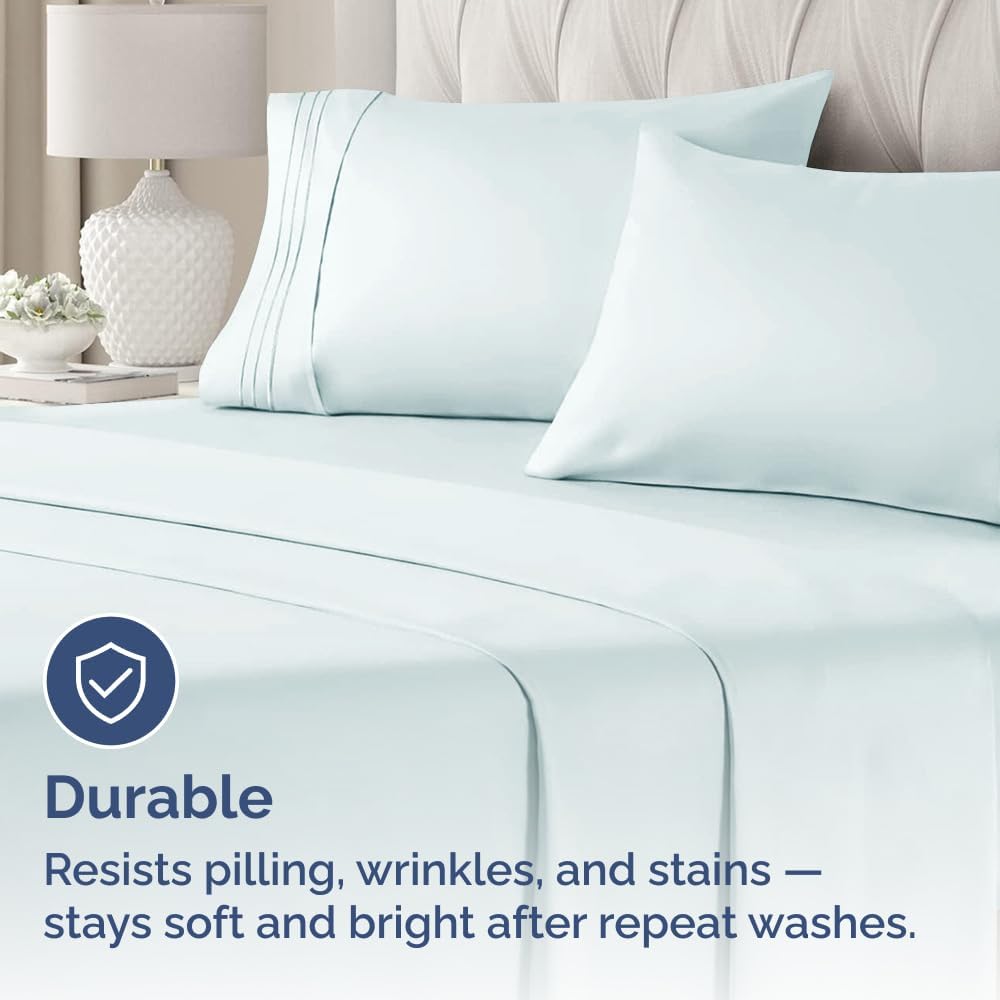 Queen Pillow Cases Set of 2 | Ultra Soft Hotel Quality Pillowcase Covers - Wrinkle-Free, Stain-Resistant - Ice Blue