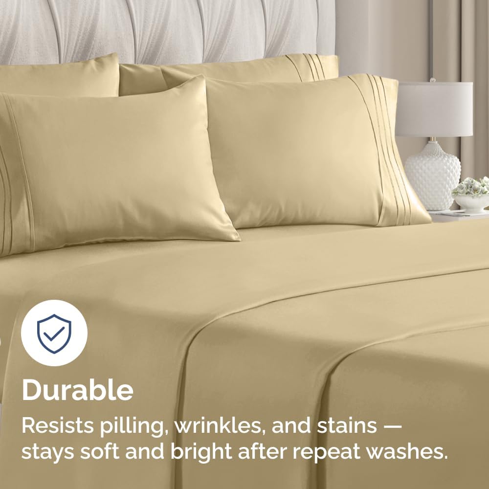 Queen Pillow Cases by LuxeDream | Ultra Soft Hotel Quality | Wrinkle-Free, Stain & Fade Resistant | 10-Piece Set in Beige