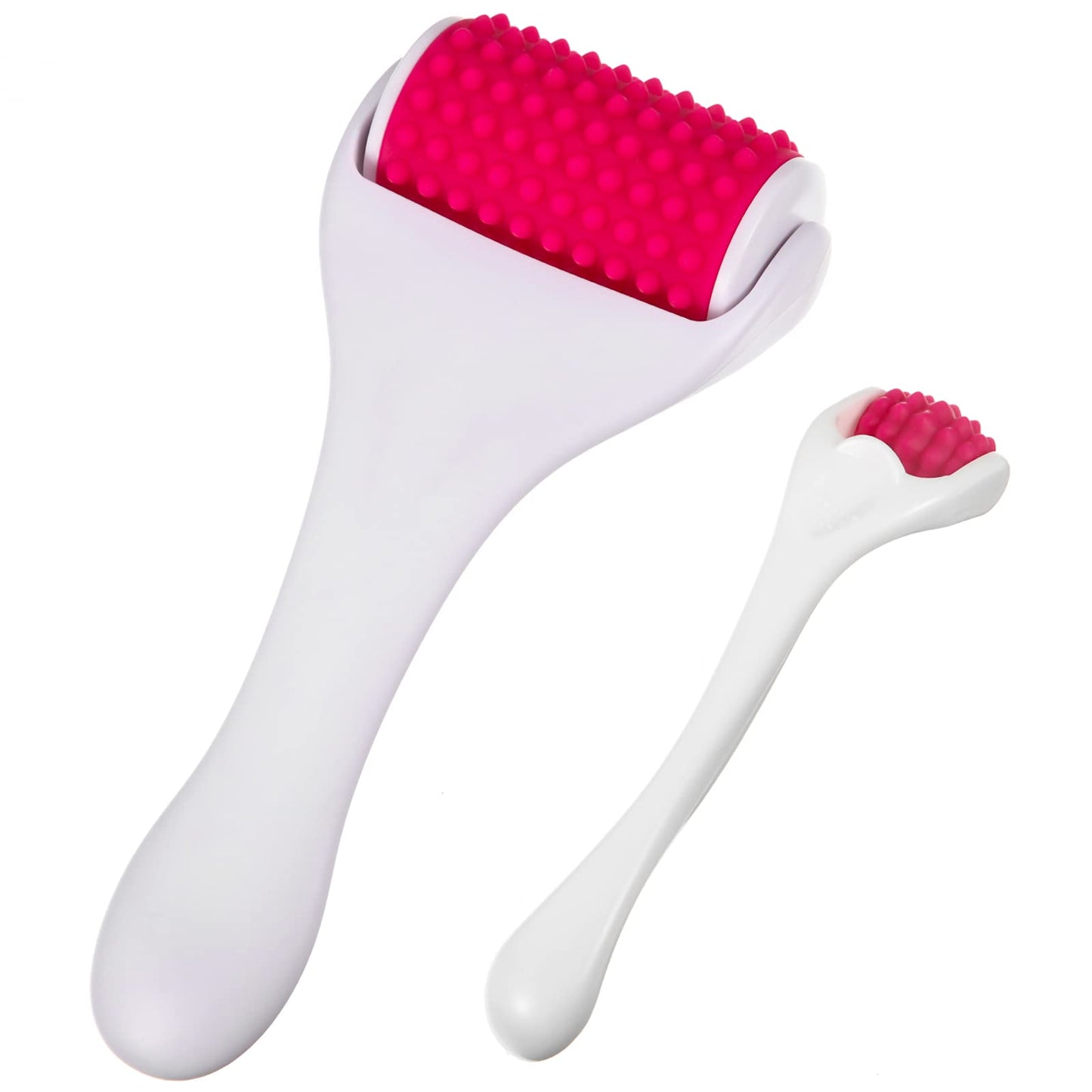 Tondiamo 2 Pcs Muscle Roller Gifts Stick Fascia Body Cellulite Face Muscle Massage Roller Manual Massage Tools for Relief Neck Arm Back Leg Body Deep Release(White,Silicone)