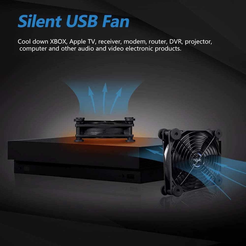 SCCCF 120mm 5V USB Dual Control Fan, Portable Cooling Fan for Flat-Screen TV Receiver Router DVR PlayStation Xbox