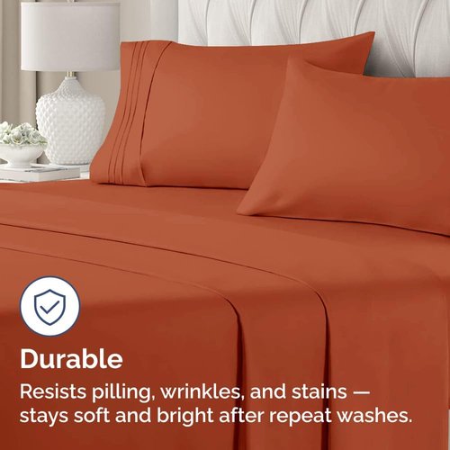 King Standard Pillow Cases - Soft Hotel Quality Pillowcase Covers - Comfy & Machine Washable - 4 Piece Set in Terracotta