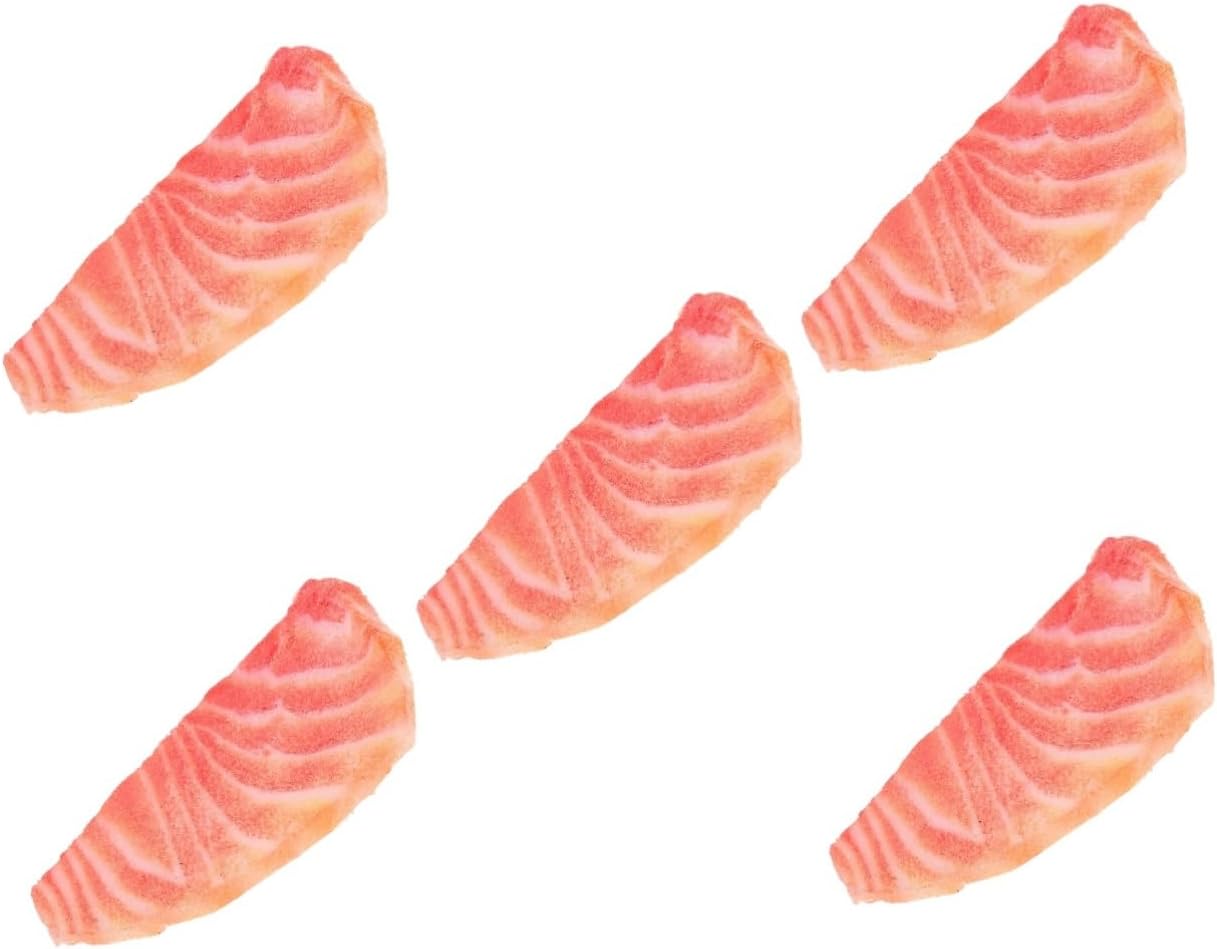 2pcs TOYANDONA Lifelike Salmon Slice Prop Model Realistic Artificial Salmon for Food Display Photography Early