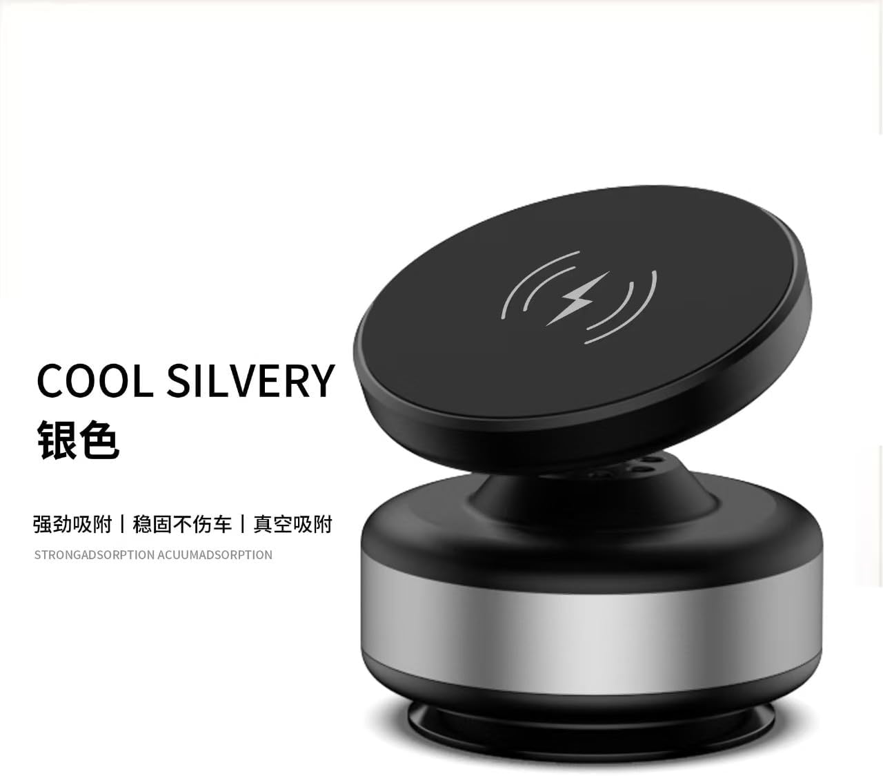 Boxgear 15W 360 N52 1) for MagSafe Wireless Charger Car Mount, Adjustable Magnetic Suction Phone Mount, Vacuum Phone