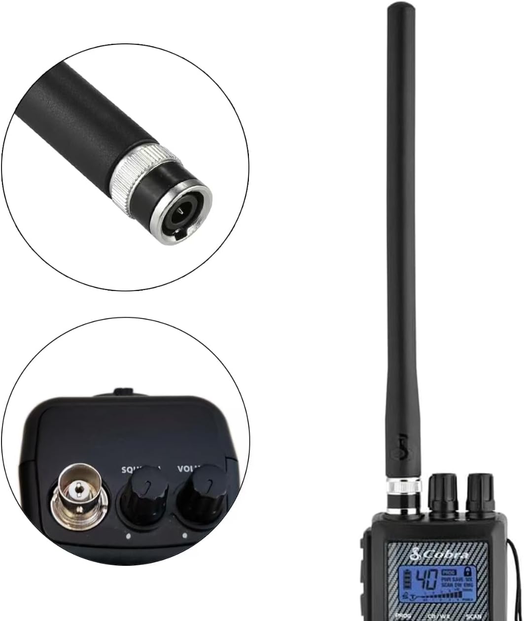 slinkdsco 27MHz Soft Whip Handheld CB Radio Antenna with BNC Connector Compatible with Cobra Midland Uniden Anytone CB