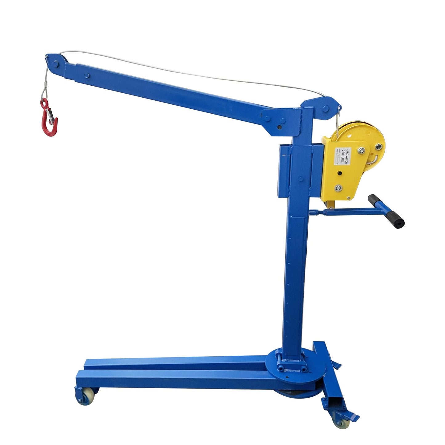 JARYANNIX Portable Folding Mini Crane Small Hoist Heavy-Duty Manganese Steel Lift with Rolling Casters for Construction, Warehousing Truck Loading 1100LBS Capacity