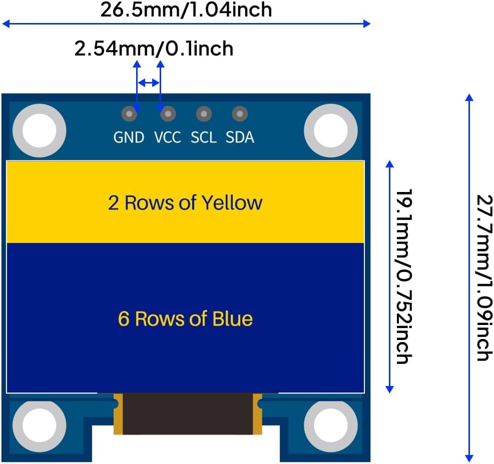 ELEGOO 3PCS 0.96 Inch SSD1306 I2C OLED Display Screen Module Compact Self-Luminous Display Mini Screens for Arduino