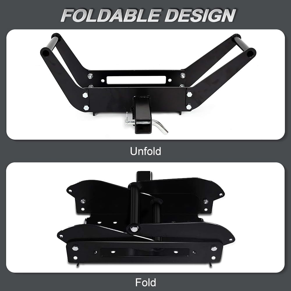 RUGCEL WINCH Cradle Winch Mount Mounting Plate 20000 Lb Capacity Winch Mounting Hitch Receiver Recovery Winches Foldable,for Tank Series 20,000-lb Winches Only.