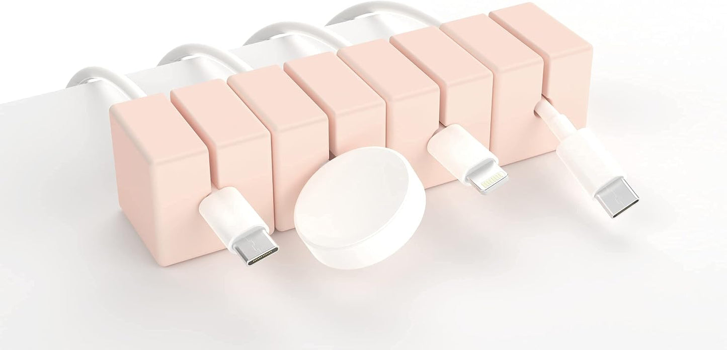 Function101 4 Pack Cable Blocks | Pink | Magnetic Weighted Silicone Cord Organizer for Desk, Home, Office, Nightstand |