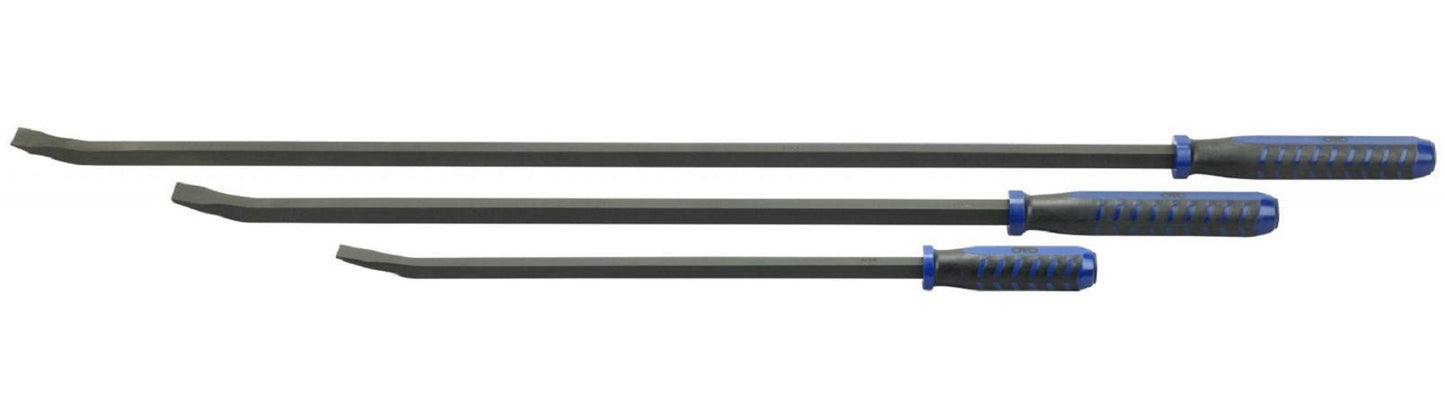 OTC 8203L 3-Piece Long Handled Pry Bar Set - Includes 3 Made in USA Pry Bars (24", 36", 48" Long) with Comfortable, Sturdy Rubberized Grips