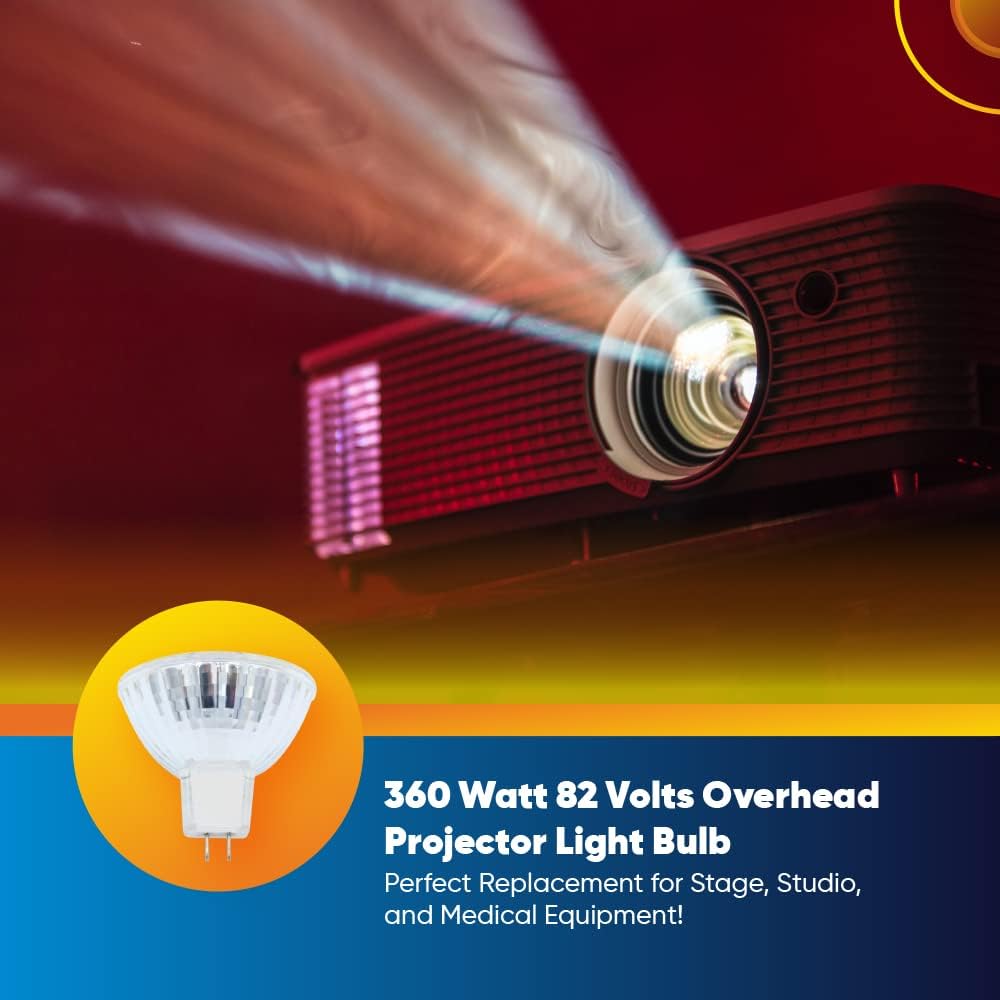 360W 82v Bulb GY5.3 02600 Bulb MR16 Bulb 2 Pack Enx Projector with Base - Overhead Projector Lamp Dichroic - Reflector