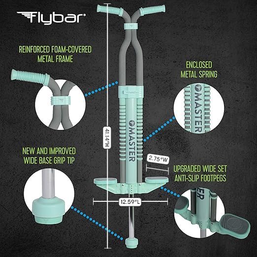 Flybar Master Pogo Stick for Kids Ages 9+, 80–160 lbs – Easy Grip Handles – Active Exercise Toy for Tweens & Teens – Outdoor Toy with Non-Slip Foot Pegs for Boys and Girls – No Assembly Needed
