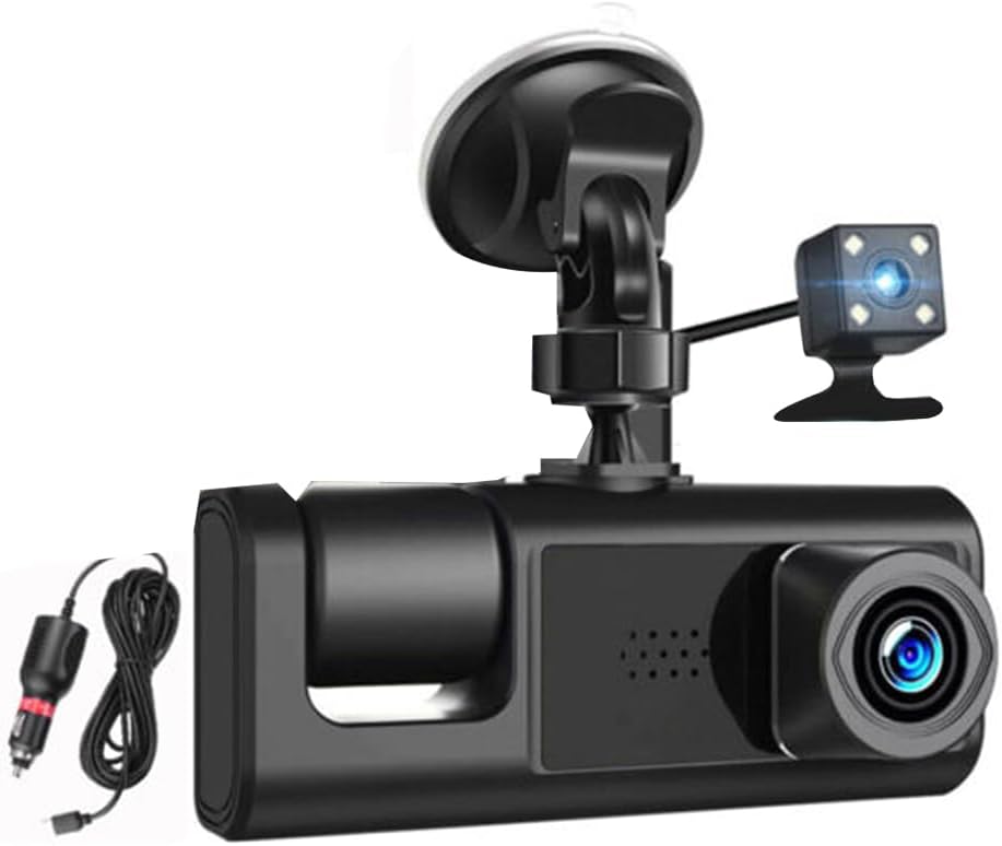 Ruitutedianzi Inside Vehicle Dash CamThree Way Camera DVRs Recorder Video Registrator Dashcam Camcorder