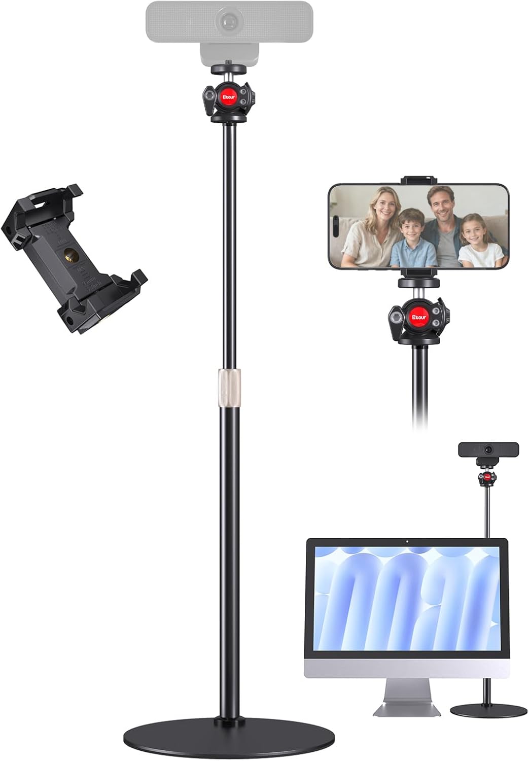 Etour C920 C922 360Rotatable 1/4" Webcam Stand for Desk, Raise Height Desktop Stand with Adjustment for Logitech Webcam
