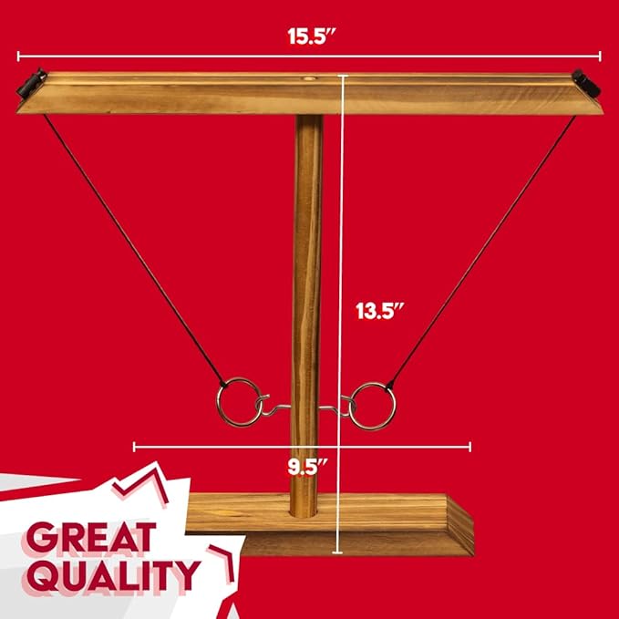 Premium Wooden Swing Ring Hook Game Set with Shot Glasses – Indoor/Outdoor Fun for Adults, Kids, and Family Parties