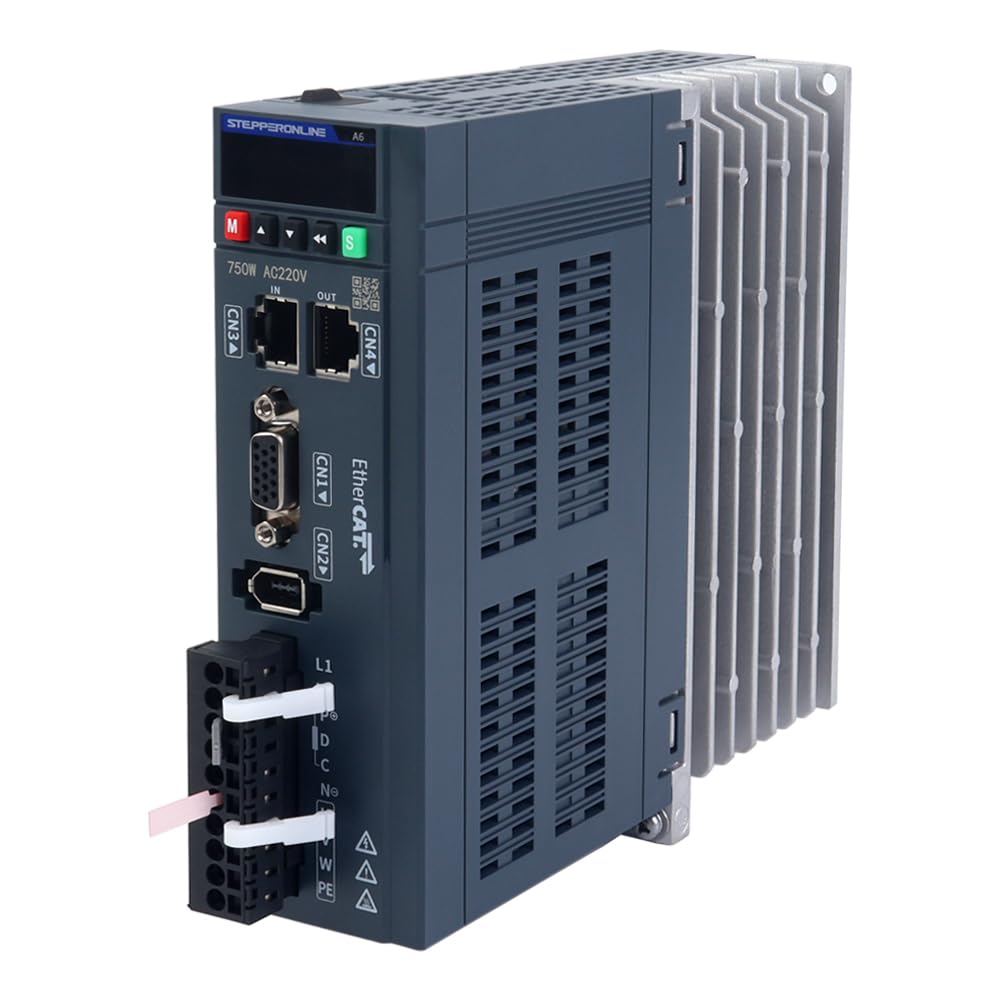 STEPPERONLINE AC Servo Motor kit EtherCAT A6 Series 750W Servo Motor 3000rpm 2.39Nm with Brake 17 Bit Absolute Encoder IP67 + 750W EtherCAT AC Servo Motor Driver+ 3.0M Cabels